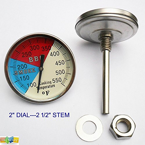 Bbq Factory&reg 2&quot 550f Charcoal Grill Pit Wood Smoker Temp Gauge Thermometer 25&quot Stem Ss Rwb