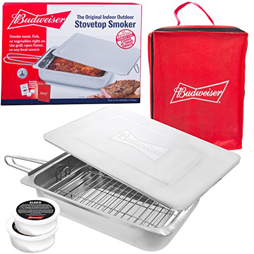 Budweiser Stovetop Smoker - The Original Stainless Steel Smoker With Wood Chips - Works Over Any Heat Source