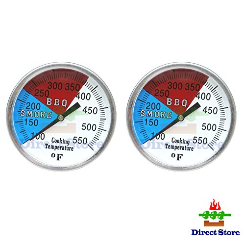 Direct store Parts DT111 2-pack 2 550 RWB BBQ CHARCOAL GRILL WOOD SMOKER OVEN PIT TEMP GAUGE THERMOMETER 2 2 Fahrenhite 100 to 550