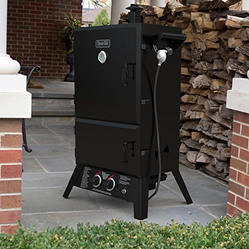 Best Selling Steel Vertical Deluxe Propane Gas Smoker Grill Combo- Pro Chef Model With 4 Adjustable Cooking Racks Sausage Hooks Rib Rack Wood Chip Cup- Push Button Starter 20000 BTUs 1235 Surface