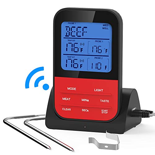 Marchpower Wireless Remote Digital Meat Thermometer Upgraded Magnetic Back Dual Probe Wireless Food Thermometer for Grilling Oven Kitchen Smoker BBQ 100 Feet Range