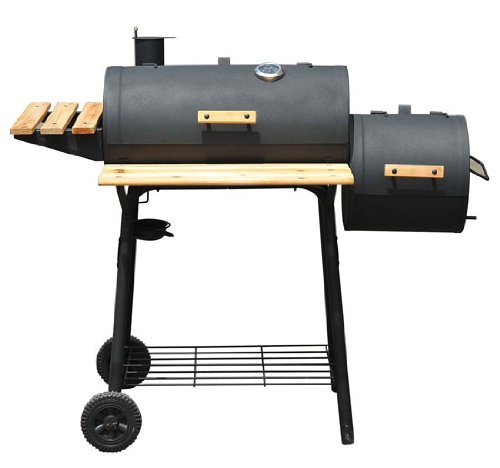 Outsunny Backyard Charcoal BBQ Grill  Offset Smoker Combo w Wheels