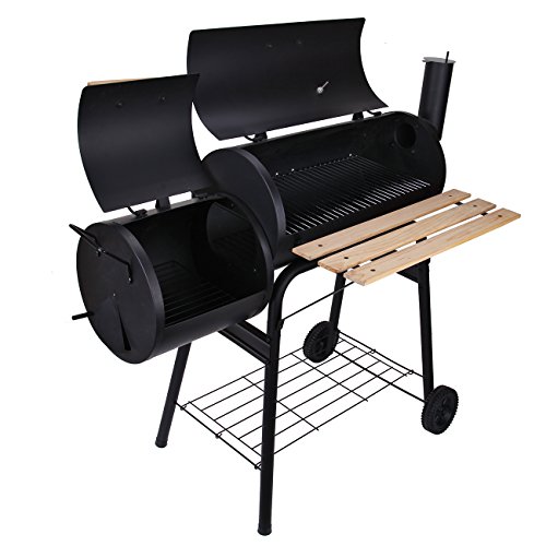 Ridgeyard Backyard Charcoal Barbecue Grill BBQ Offset Smoker Outdoor Picnic Garden Patio Heat Oven Combo with Wheel Temperature Gauge