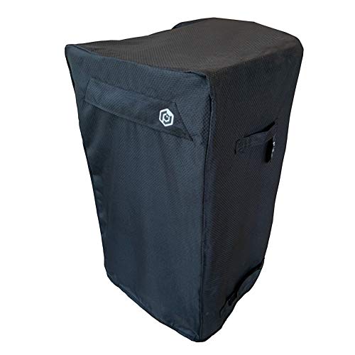 30-Inch Heavy Duty Electric Smoker Cover for Vertical Smokers - Black Diamond Polyester Waterproof Wind-Proof Fade and UV Resistant Features Vents Handles Straps Storage Bag Included