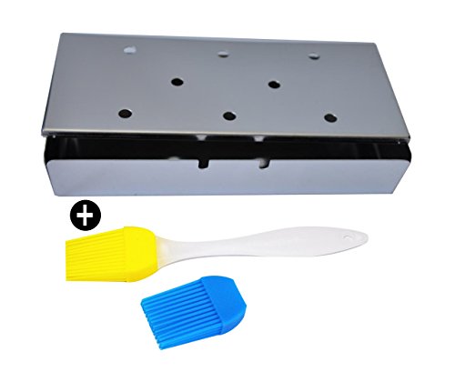 Bbq Coverpro-barbeque Smoker Box - Stainless Steel Wood Chip Smoke Box Including The Silicone Brush