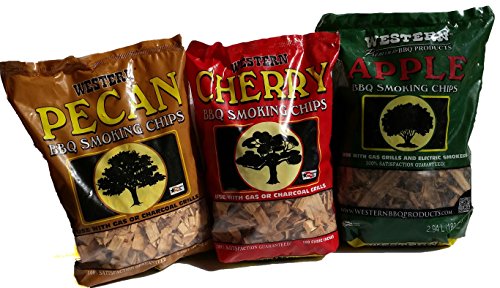 Ultimate Western BBQ Smoking Wood Chips Variety Pack Bundle 3- Apple Pecan and Cherry Flavors