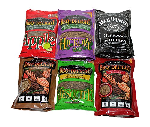 Bbqrs Delight Wood Smoking Pellets - Super Smoker Variety Value Pack - 1 Lb Bag - Apple Hickory Mesquite Cherry