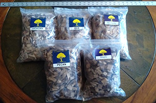 Jcs Smoking Wood Large Chips - 5 Pk Gallon Sized Bags - Hickory Maple Mulberry Oakamp Pecan