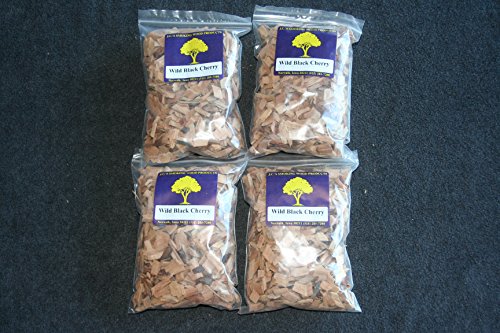 JCs Smoking Wood Chips - 4 Pk - 65 Cu Inch Quart Bags of Wild Black Cherry