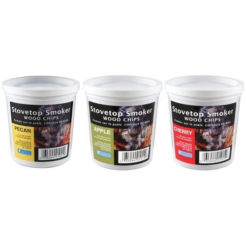 Wood Smoking Chips - Pecan Apple And Cherry Wood Chips For Smokers - Set Of 3 Resealable Pints