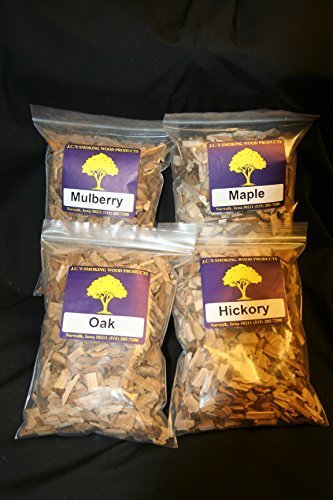 Jcs Smoking Wood Chips -variety- 4 Pk - 65 Cu Inch Quart Bags Of Hickory Oak Mapleamp Mulberry By Jcs Smoking