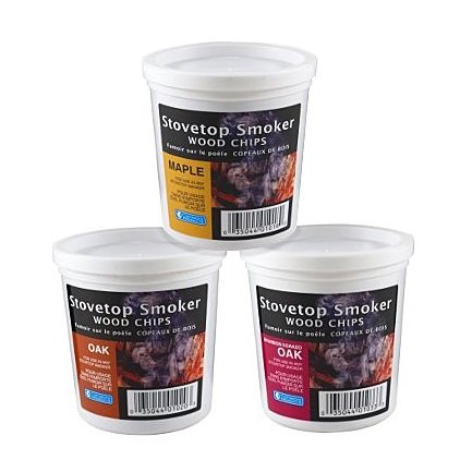Oak Bourbon And Maple Wood Smoking Chips - Flavored Wood Smoker Chips - Set Of 3 Resealable Pints