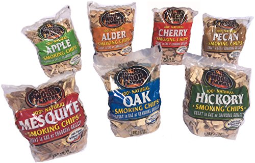 7 Flavor Smoking Wood Chip Variety Bundle - Set Of 7 Large 2 Lb Bags oak Cherry Mesquite Hickory Pecan Apple