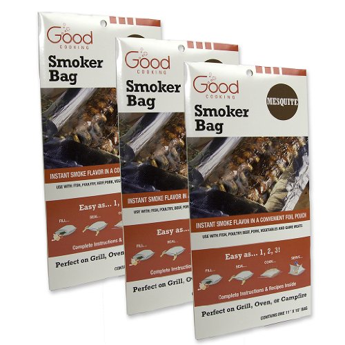 Smoker Bags - Set of 3 Mesquite Smoking Bags for Indoor or Outdoor Use - Easily Infuse Natural Wood Flavor