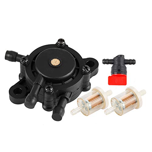 Dxent Fuel Pump with Fuel Filter Shut Off Valve for John Deere L120 L118 LA105 LA120 LA115 LA130 LA140 LA150 Lawn Mower Tractor 491922 691034 692313 808492 808656 691035 493629