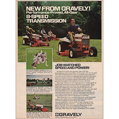 1973 Gravely Riding Tractor 8 Speed Transmission Gravely Print Ad