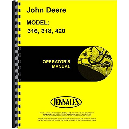 New Operators Manual For John Deere Lawn Garden Tractor 318