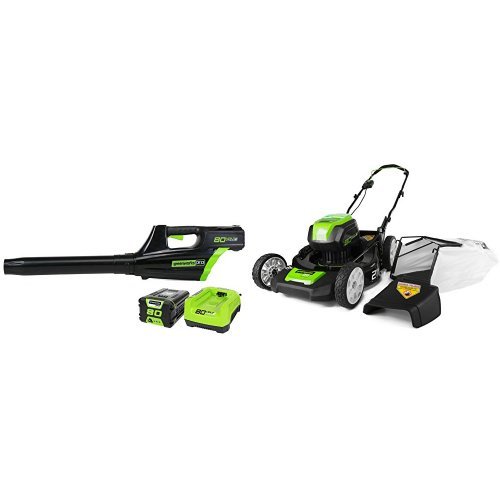 Greenworks Pro 80v 500cfm Cordless Jet Blower + Lawn Mower W/ (1) 2ah Battery & Charger