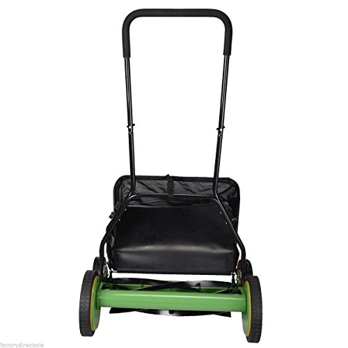 20&quot Height Adjustable Classic Hand Push Lawn Mower Reel Grass Catcher
