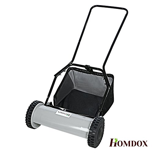 Homdox Standard Push Reel Lawn Mower With U-style Handle Heat Treated Blades Grass Catcher
