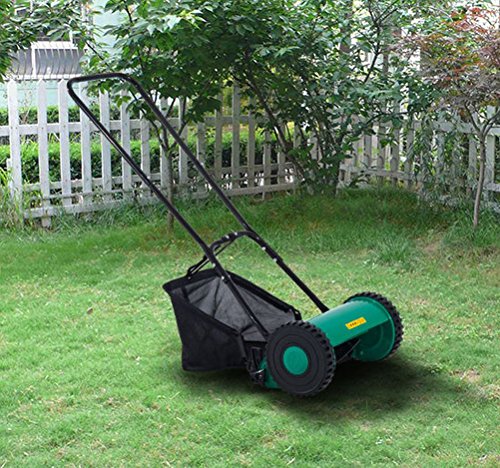 Lunarland Outsunny Hand Push Lawn Adjustable Reel Mower W Grass Catcher 5-blade Classic