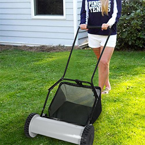 Wakrays Push Reel Lawn Mower with Grass Catcher U-Style Handle And Heat Treated Blades Garden Yard