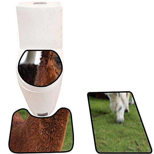 Bathroom Non-Slip Floor Mat Alpacas on The Lawn Machine-Washable