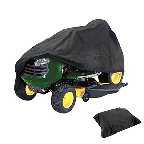HOMEYA Lawn Mower Cover Waterproof Riding Mower Cover Heavy Duty UV Protection Tractor Covers with Drawstring Universal Fits Decks up to 54 Inches Storage Bag - Black