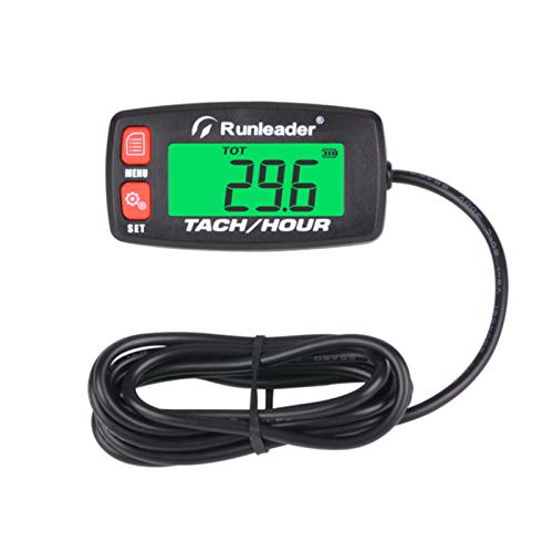 Runleader Digital Engine Hour Meter Maintenance Reminder Tachometer for Riding Lawn Mower Tractor Generator Chainsaws Marine ATV Motorcycle Snowmobile Compressor and Gas Powered Equipment Button-RD