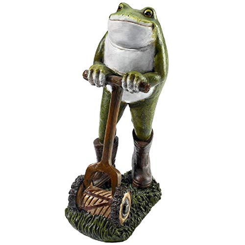 13 Workboot Wearing Moses The Frog Mowing Lawn Outdoor Statue