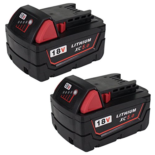 Ohyes 2 Pack Replacement Battery For Milwaukee M18 18v Xc 50ah High Capacity Red Lithium Cordless Power Tools