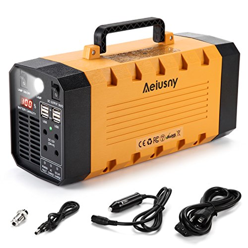Aeiusny Portable Solar Generator 500W 288WH UPS Power Station Emergency Battery Backup Power Supply Charged by SolarAC OutletCar for CPAP Laptop Home Camping