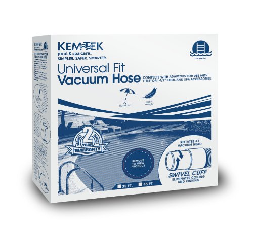 Kem-Tek 745 45-Foot-by-1-12-Inch Pool Vacuum Hose with 1-14-Inch Adapter