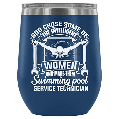 Stainless Steel Tumbler Cup with Lids for Wine Swimming Pool Service Technician Wine Tumbler Good Swimming Vacuum Insulated Wine Tumbler Wine Tumbler 12Oz - Blue