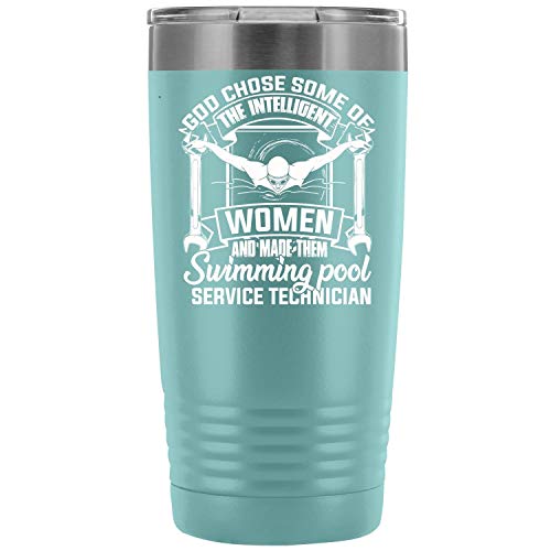 Swimming Pool Service Technician 20 oz Stainless Steel Vacuum Insulated Tumbler Intelligent Women Tumbler Travel Mug Perfect for Travel Camping Hiking and Sports 20 oz 20oz - Light Blue
