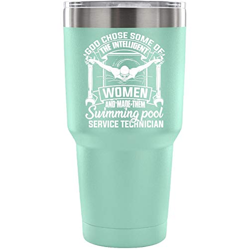 Swimming Pool Service Technician Tumbler Travel Mug Intelligent Women 30 oz Stainless Steel Tumbler Mug Double Wall Vacuum Insulated Large Travel Coffee Mug for Hot Cold Drinks 30oz - Teal