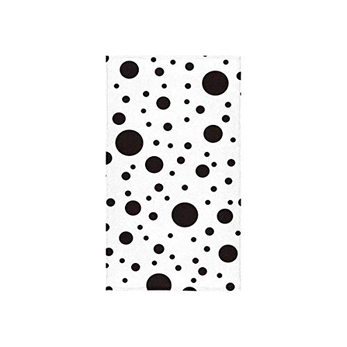 INTERESTPRINT Abstract Elegant Black Polka Dots Absorbent Large HandSports Towels Cleaning Towels Beach Towel for Hotel Spa Salon Gym Bathroom 16x28 Inch