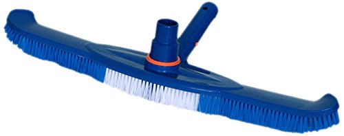 Pooline 18&quot Pool Brush curved With Swivel Vacuum Connection - Blue Brush Body And Handle - Blue And White Bristles