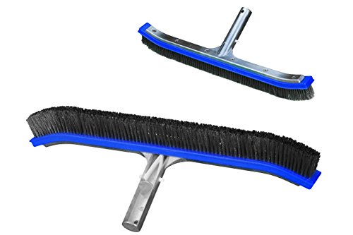 Stainless Steel Bristle Pool Brush For Concrete Pools. Modern, Strong Pool Broom, Easy Push, No Drag Scrubber,