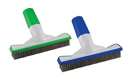 Pool wall brush 10in with rubber bumper and nylon bristles brushes green