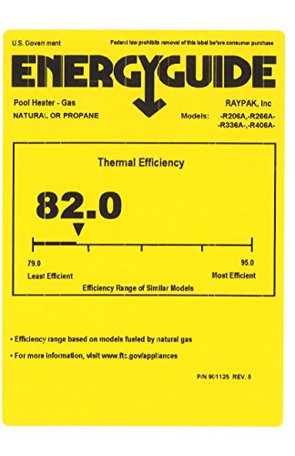 Raypak 406,000 Btu Digital Electronic Ignition Natural Gas Pool Heater