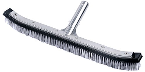 Pooline 10&quot Pool Brush With 5&quot Aluminum Back And Handle- Stainless Steel Bristles - Blue Brush Body