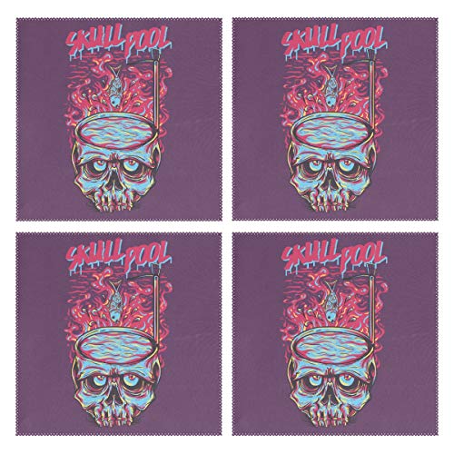 Jiayangzi Skull Pool Placemats Non-Slip Heat Resistant Table Placemat Dining Washable Kitchen Table Mats Restaurants Place Mats Set of 4