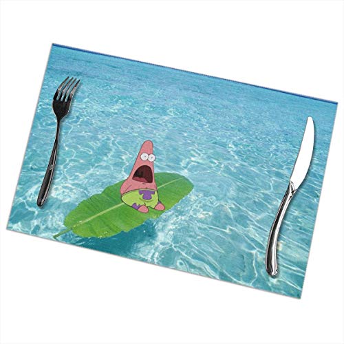 LIUYAN Placemats Patrick Star On The Pool Placemat Washable Table Mats Set of 6 for Dining Table