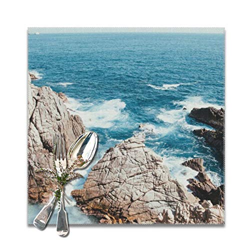 LOVEEP Seaside Ocean Pools Place Mats for Table，Heat-Resistant Non-Slip，Environmental Polyester Placemats Set of 6 for Dining Table