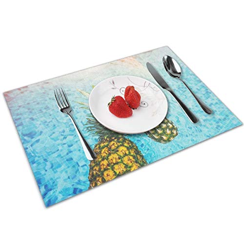 Plate Cushion Pineapple Swimming Pool Placemat Plate Cup Coaster Cushion Placemat Reasistant 12 X18 Inch 4PCS