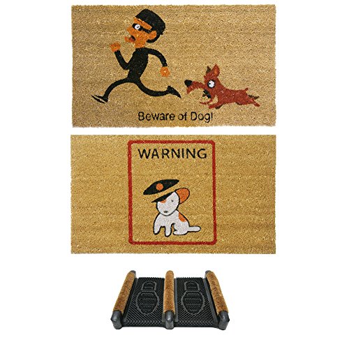 Rubber-Cal 2 Doggie Lovers Coir Doormats 1 Boot Scraper