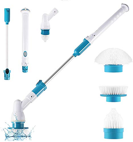 360 Cordless Tub and Tile ScrubberSpin Scrubber Multi-Purpose Power Surface Cleaner with 3 Replaceable Cleaning Scrubber Brush Heads 1 Extension Arm and Adapter for Bathroom Tub Tile Wall