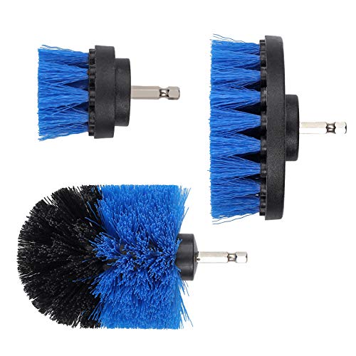 Unishopping Nylon Bristles Drill Brush for Car Carpet Wall and Tile Cleaning Blue 2 inches 4 inches 35 inches Set of 3 pieces