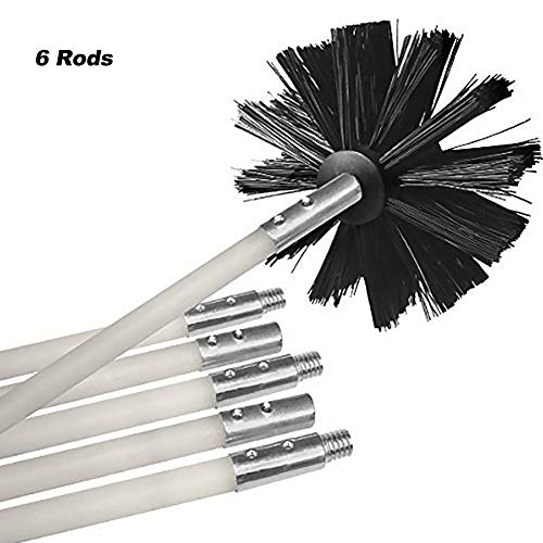 Wind-Susu Dryer Vent Cleaner Kit Lint Remover Chimney Sweep Kit Includes 6 Flexible Rods 1 Brush Head Can Be Used As A Chimney Brush Cleaning Brush for The Inner Wall of The Dryer Pipe Etc